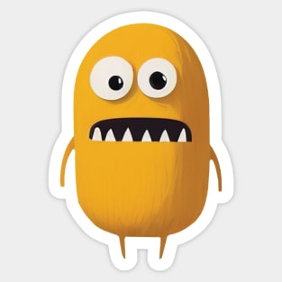 Yellow Cute Little Monster Sticker